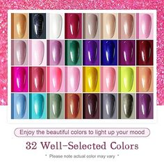 UNDER 20$! What You Get: 35 bottles of gel nail polish. 32 different colors of shiny gel nail polish, 3 bottles of base coat and top coat (one bottle of matte top coat, one bottle of base coat and gloss top coat). Nail Polish Winter, Winter Dark, Dark Nail, Dark Nail Polish, Toe Nail Color, Glitter Gel Nails, Nail Polish Set, Dark Nails