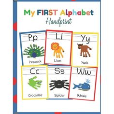 an alphabet poster with pictures of animals and letters