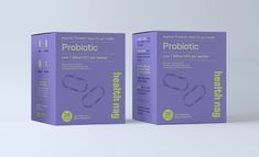 two purple boxes with the same label on them, one is labeled probioticc