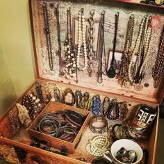 an old trunk filled with lots of jewelry