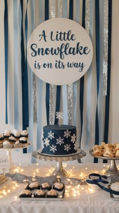 a little snowflake is on its way dessert table