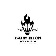 the badmintonon premium logo is black and white with flames coming out of its head