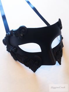 Mens Masquerade mask for parties events weddings Men's Luxury mask in black with Black Diamonds I N C L U D E D All Masks come with matching double sided satin ribbons attached. S H I P P I N G - Processed same day or within 24 hours. 1-2 day guaranteed delivery services offered, add items to cart and click on shipping tab for rates. Pls leave a check out note with your need date & contact number (especially for expedited and custom orders) Msg for delivery time frames (Include your state/co Black Formal Eye Mask Masquerade, Formal Black Eye Mask, Black Formal Eye Mask, Elegant Black Formal Mask, Black Formal Masquerade Mask For Halloween, Elegant Black Mask For Costume Party, Elegant Black Masks And Prosthetics For Evening, Venetian Formal Eye Mask, Black Eye Mask For Masquerade