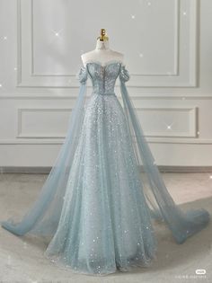 Dresses Princess Royal, Fantasy Ball Gown Aesthetic, Light Blue Gala Dress, Ethereal Dress Blue, Royal Princess Aesthetic Dress, Ballgown Dresses Princess, Dreamy Dress Fairy Tales, Royal Ball Gown Aesthetic, Princess Ball Gowns Fantasy Fairytale