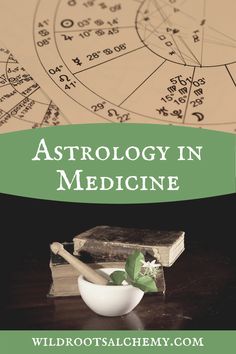 astrology in medicine book cover with mortar and books on the table next to it