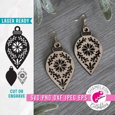 laser cut christmas ornament earrings with ornaments