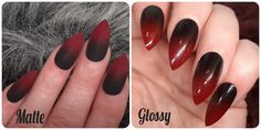 Gothic Horror Halloween | Painted False Nails | Fake Nails | Press on Nails | Glue on Nails | Deep Red | Gloss Matte Nails Deep Red, Fake Nails Long, Witchy Nails, Punk Nails, Goth Nails