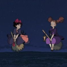 two cartoon characters sitting on top of hay in the sky at night, one holding a bottle