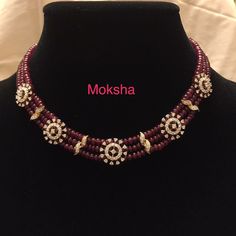 N/A Beaded Necklace Designs, Gold Pendant Jewelry, Ruby Beads, Diamond Jewelry Necklace