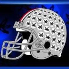 an american football helmet with fleurons on it is shown in blue and white