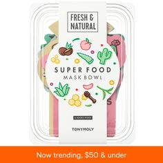 in stock Superfood Bowl, Mask Bowl, Sheet Mask Set, Peach Fruit, Trendy Face Masks, Super Food, Face Mask Set, Super Bowl Food, Mascara Facial