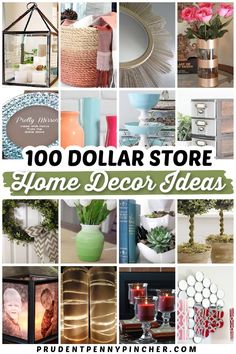 the top ten dollar store home decor ideas in this collage is full of pictures