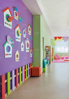 Kindergarten, Hall. Children's Play Area, Daycare Rooms, Daycare Decor, Preschool Decor, Daycare Design, Kindergarten Classroom Decor, Kindergarten Design, Home Daycare, Playroom Organization