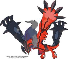 a red and black dragon sitting next to each other