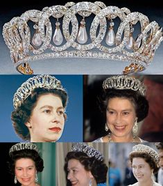 Royal Family Tiaras, Queen Elizabeth Tiaras, Tiara Royal, Crystal Wedding Tiaras, Royal Crown Jewels, Vintage Tiara, Princess Diana Family, Pearl Tiara