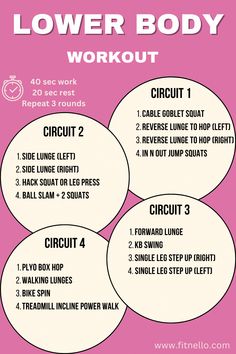 the lower body workout poster with instructions on how to do it and what to use it