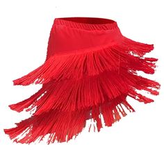 a red skirt with fringes on it