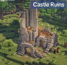 an image of a castle in the middle of some trees and bushes with text that reads castle ruins