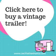 a pink trailer with the words click here to buy a vintage trailer