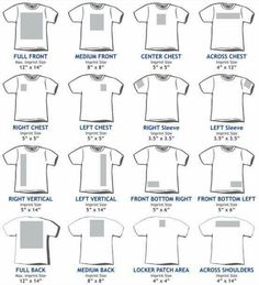 an image of men's t - shirts sizes chart