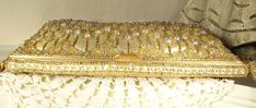 "I am so excited to be offering this SO beautiful, extremely well made, vintage Art Deco high end designer \"Walborg\" crystal rhinestone encrusted beaded gold lame flapper purse perfect for the Bride. This bag is in PRISTINE vintage condition! (It appears to be unused.) If you could see this rhinestone encrusted beaded purse in person you would know that photos are not doing it justice as they don't begin to capture the unbelievable sparkle adequately; it absolutely shimmers as it catches the l Victorian Rectangular Evening Bag For Party, Victorian Gold Bag For Party, Victorian Clutch Bag For Wedding, Victorian Gold Party Bags, Victorian Gold Evening Bag For Party, Vintage Handmade Clutch For Formal Occasions, Handmade Vintage Clutch For Formal Occasions, Elegant Wedding Clutch With Bling, Vintage Gold Evening Bag For Wedding