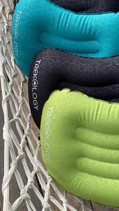 four inflatable pillows sitting on top of a hammock