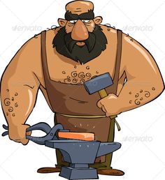 a cartoon man with a hammer in his hand