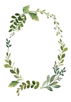 a watercolor wreath with green leaves and branches