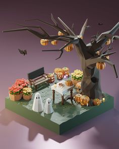 Halloween Diorama Digital Art Hacks, Digital Art Programs, Halloween Diorama, Pumpkin Games, 3d Things, Voxel Art, 3d Isometric, Art Hacks, Halloween 3d