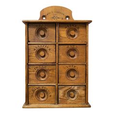 an old wooden cabinet with six drawers