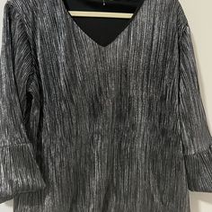 Nwot Silver V Neck Blouse With Modern Bell Sleeves In Medium. Great Outfit To Wear For That Semi Formal Affair. Pair This Beautiful And So Comfy Top With Pants Or Skirts. Holiday Blouses, Comfy Tops, V Neck Blouse, Semi Formal, Bell Sleeves, Top Blouse, V Neck, Womens Tops, Women Shopping