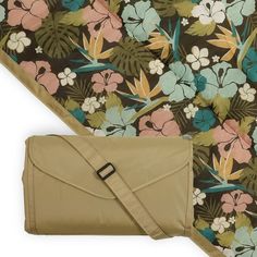 an image of a floral print blanket and bag