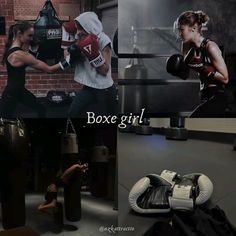 there are two pictures with boxing gloves on the floor