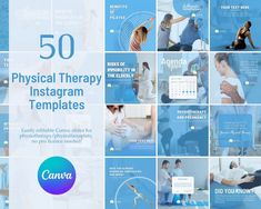 a collage of photos with the words physical therapy instagram templates