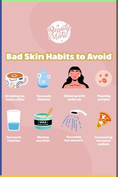 Bad skin habits can cause a range of issues, from acne and wrinkles to dryness and inflammation. Many of these problems can be avoided by following a healthy skincare routine and avoiding common pitfalls. Here are a few bad skin habits to avoid Make sure you are updated and informed about the latest beauty and wellness trends to make sure you are taking care of yourself real well, give us a follow! We'll keep you updated. Glow Up Skin, Holistic Skincare, Blind Pimple, Bad Skin, Healthy Skin Care Routine, Bad Acne, Skin Advice, Beauty Habits, Clear Skin Tips