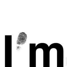 the letter m is made up of black letters and a fingerprint on white paper