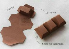 the instructions for how to make an origami flower with chocolate paper and glue