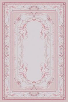 a pink and white rug with an ornate border