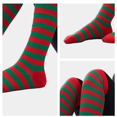 Complete Festive Set: 3 pairs of Christmas-themed long stockings, perfect for spreading holiday cheer throughout the week. Designed to fit all women, these Striped socks come in one size fits all, providing a snug and cozy feel.Exquisite Design: Featuring a Christmassy color palette with stripe patterns, these Christmas socks exude festive charm. With an over-the-knee silhouette, they make a bold fashion statement. Embrace the holiday season in style with these delightful Christmas socks!High-Qu Christmas Knee-high Socks For Stocking Stuffer, Green Knee-high Socks For Stocking Stuffers, Elf Socks, Over Knee Socks, Socks Christmas, Fur Throw Blanket, Soft Sock, Fuzzy Socks, Winter Socks