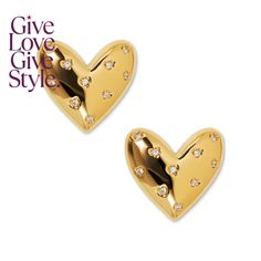 in stock Gold Heart Earrings, Pave Earrings, Gold Heart Earring, Heart Stud Earrings, Puffy Heart, Heart Studs, Heart Earrings Studs, Gold Heart, Gold Earrings Studs