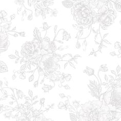 a white wallpaper with flowers and leaves on it