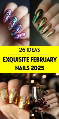 February Nail Art, Nail Color Options, 2025 Trends, Unique Nail Art, Nail Looks, February Nails, Mermaid Inspired, Nail Art Ideas