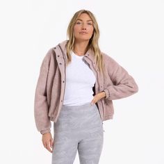 Athletic Clothing & Activewear Apparel for Performance | Vuori Pink Sherpa Jacket, Plush Jacket, Pink Sherpa, Mountain Trails, Sherpa Jacket, Charcoal Color