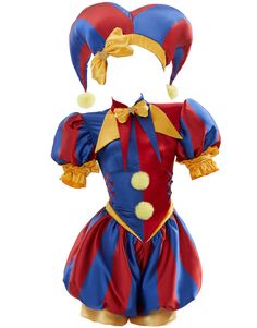 a clown's costume is displayed on a white background