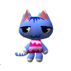 a blue and pink cat with big eyes