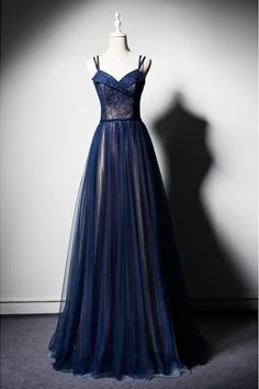 Blue Tulle Evening Dress For Prom, Blue Tulle Prom Evening Dress, Blue Tulle Evening Dress For Prom Season, Homecoming Tulle Evening Dress With Sweep Train, Tulle Skirt Evening Dress For Prom Season, Blue Tulle Evening Dress For Formal Occasions, Blue Tulle Skirt Evening Dress For Party, Blue Floor-length Evening Dress With Tulle Skirt, Blue Tulle Skirt Evening Dress