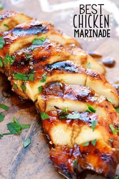 grilled chicken marinade with fresh herbs on top