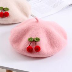 Kawaii Cherry, White Baby Clothes, Wool Fashion, Kawaii Crafts, Autumn Girl, Fashion Kawaii, Painter Hat, Berets Cap, Beret Hat