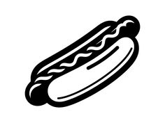 a black and white drawing of a hot dog