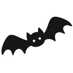 a black bat icon on a white background